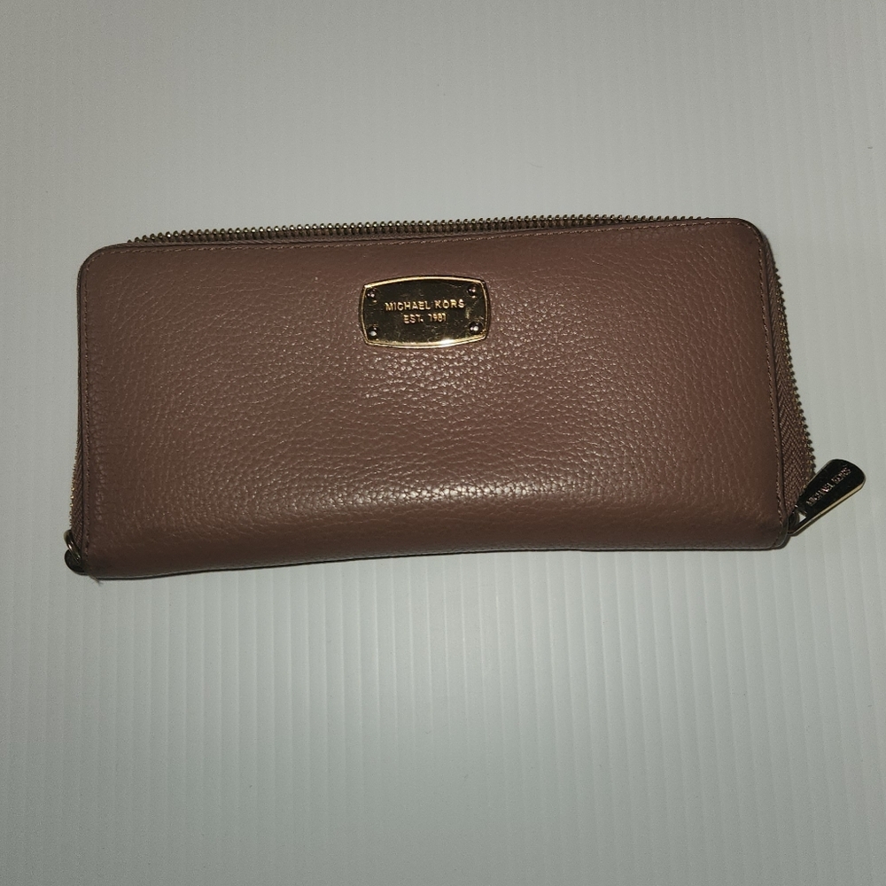 Michael Kors Tan Leather Zip Wallet